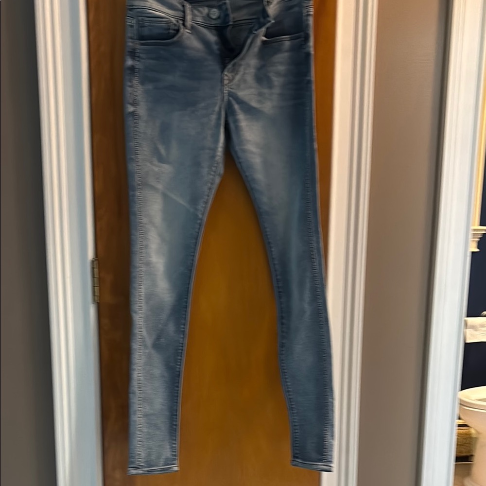 Express Blue Skinny Jeans with Modern Fading